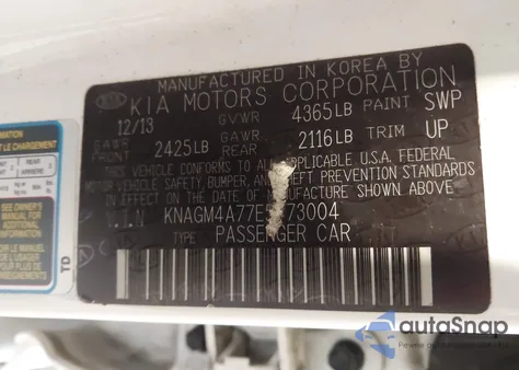 2014 Kia Optima Lx from USA, damaged, VIN KNAGM4A77E5473004